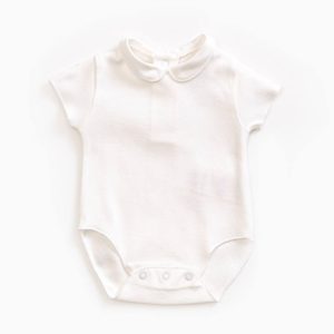 Saison des Abeilles Vetements enfants Habillement bebe coton biologique - fille - Body blanc col claudine