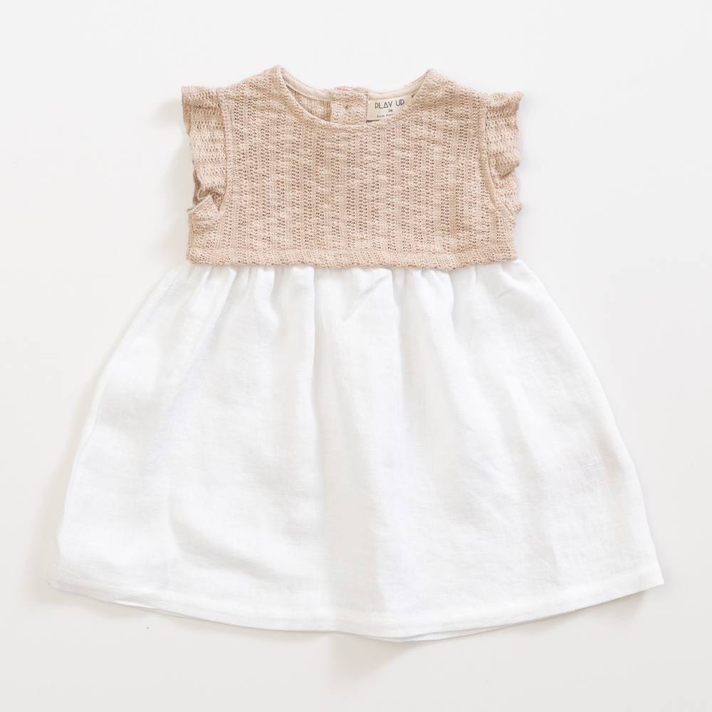 Robe bicolore bébé - Beige et blanc - Vêtement - fille - Coton biologique