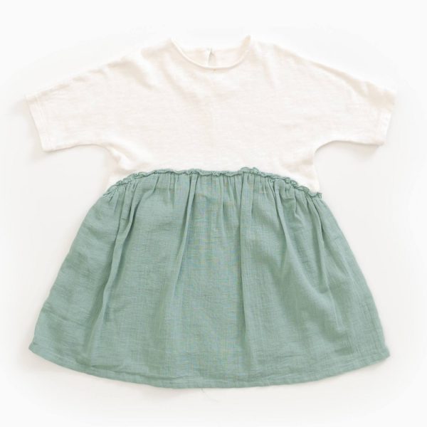 Saison des Abeilles Vetements enfants Habillement bebe coton biologique - fille bebe -robe bicolore blanc vert