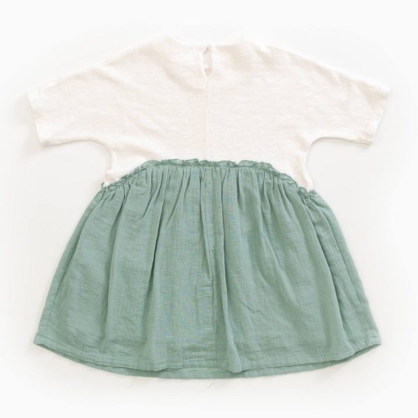 Saison des Abeilles Vetements enfants Habillement bebe coton biologique - fille bebe -robe bicolore blanc vert