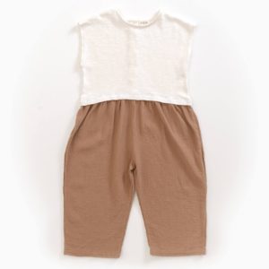 Saison des Abeilles Vetements enfants Habillement bebe coton biologique - fille - combinaison bicolore blanc et marron