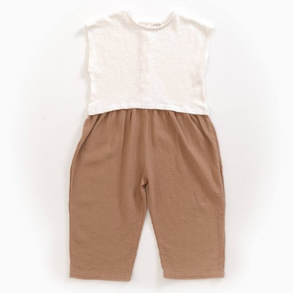 Saison des Abeilles Vetements enfants Habillement bebe coton biologique - fille - combinaison bicolore blanc et marron