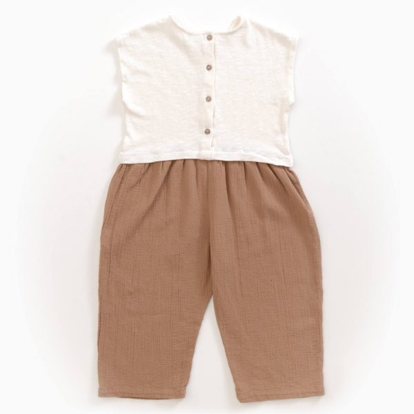 Saison des Abeilles Vetements enfants Habillement bebe coton biologique - fille - combinaison bicolore blanc et marron