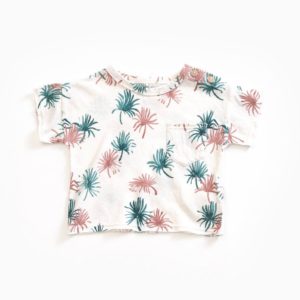 Saison des Abeilles Vetements enfants Habillement bebe coton biologique - garcon - T-shirt blanc et motifs palmier poche