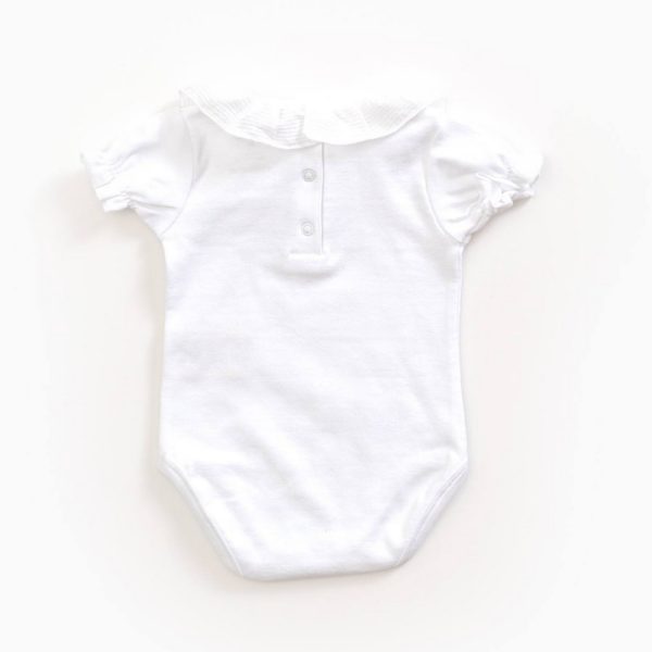 Saison des Abeilles Vetements enfants Habillement bebe coton biologique - fille - Body rose col claudine (2)