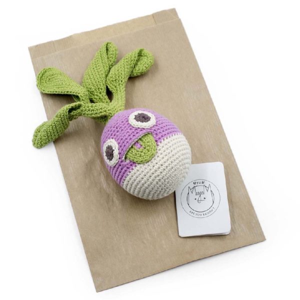 Saison des abeilles Jouet Peluche coton bio bebe enfant hochet grelot legume navet