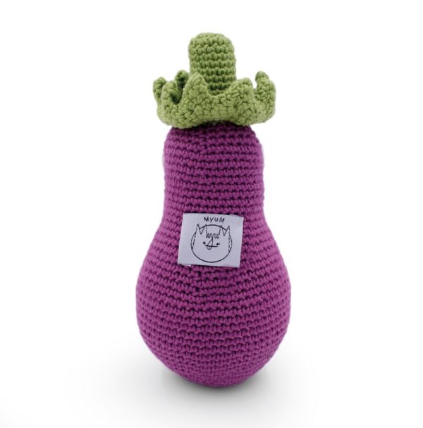 Saison des abeilles Jouet Peluche coton bio bebe enfant hochet legume grelot aubergine