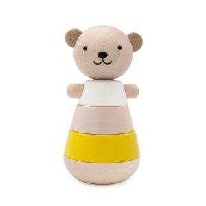 Saison-des-abeilles-Jouet-ecologique-en-bois-bebe-enfant-ours-empilable-jaune