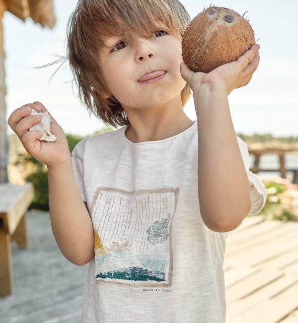 Saison des abeilles Vetements enfants coton bio robe enfant beige t-shirt enfant garcon